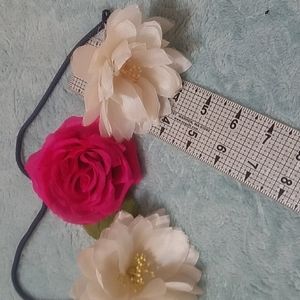 Vintage/ antique red silk rose prin/ etc